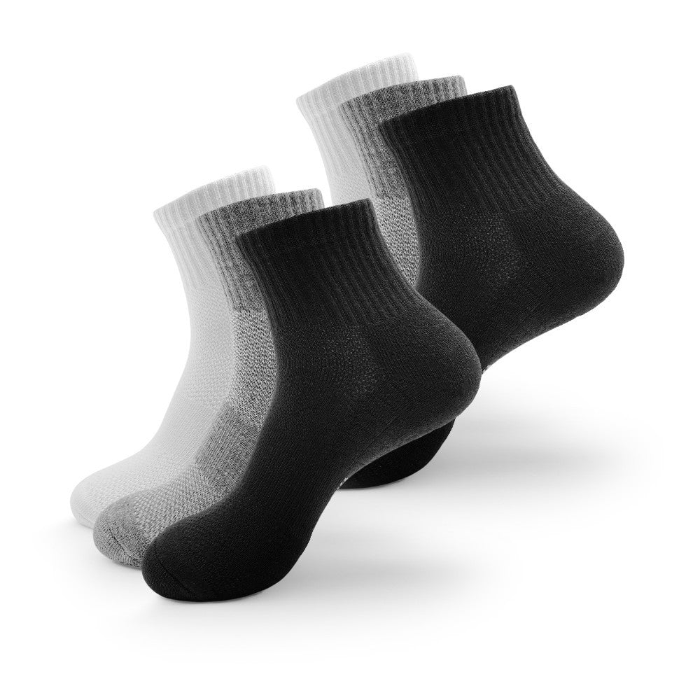 6 Pairs Of Men's Four-corner Ankle Shock-absorbing Sports Socks, Suitable For Sports Running And Hiking, With Shock Absorption And Breathable Features.